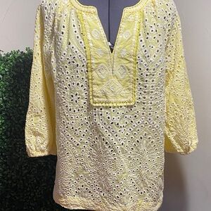 Yellow Eyelet Women's Top